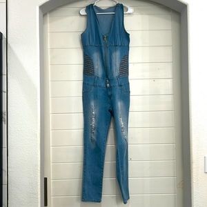 Jean zip up jumpsuit